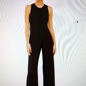 Adrianna Papell Women's Crepe Halter Jumpsuit Black